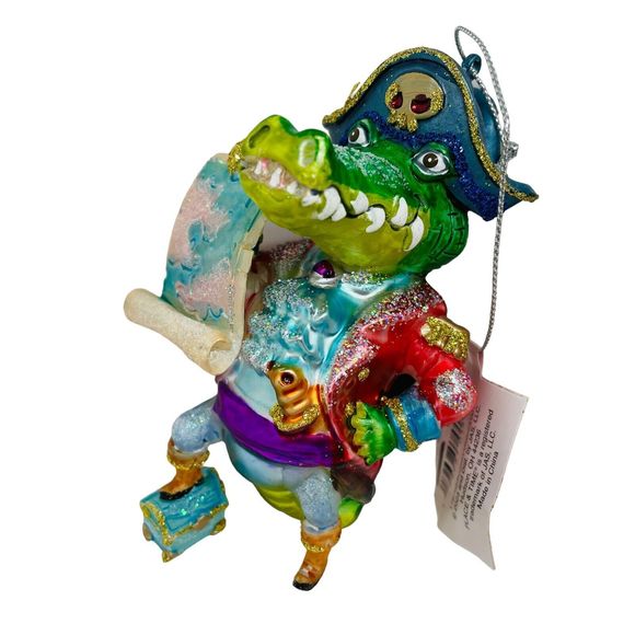 Crocodile Alligator pirate Christmas Ornament SPARKLES NWT Place & Time 4” - Picture 2 of 4